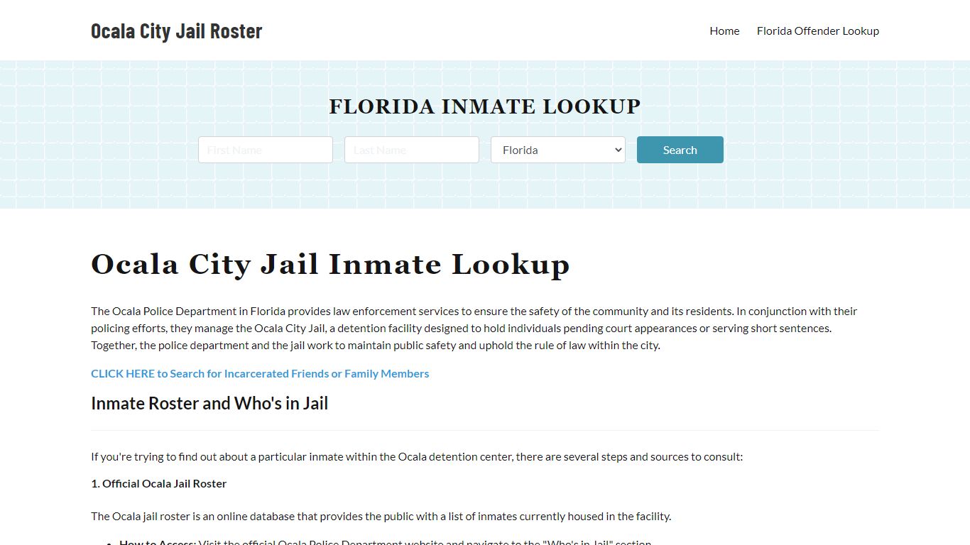 Ocala Police Department & City Jail, FL Inmate Roster, Arrests, Mugshots