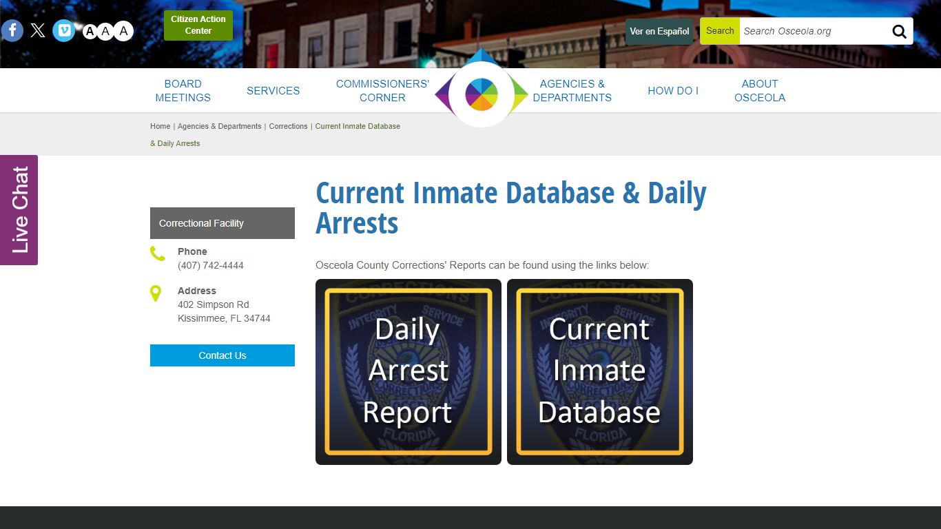 Current Inmate Database & Daily Arrests - Osceola County